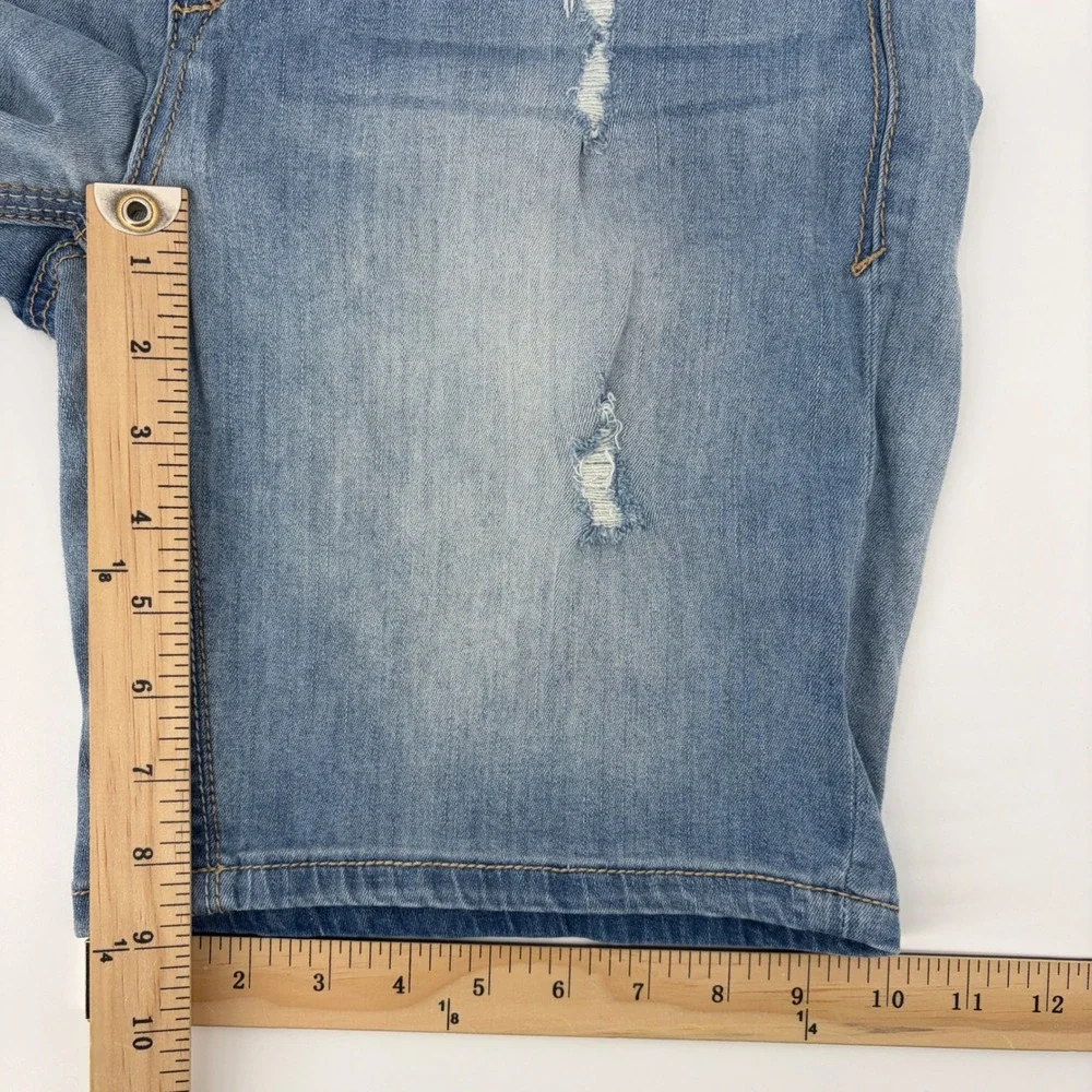 Seven7 Bermuda Shorts Womens 10 Distressed Denim Light Wash 10